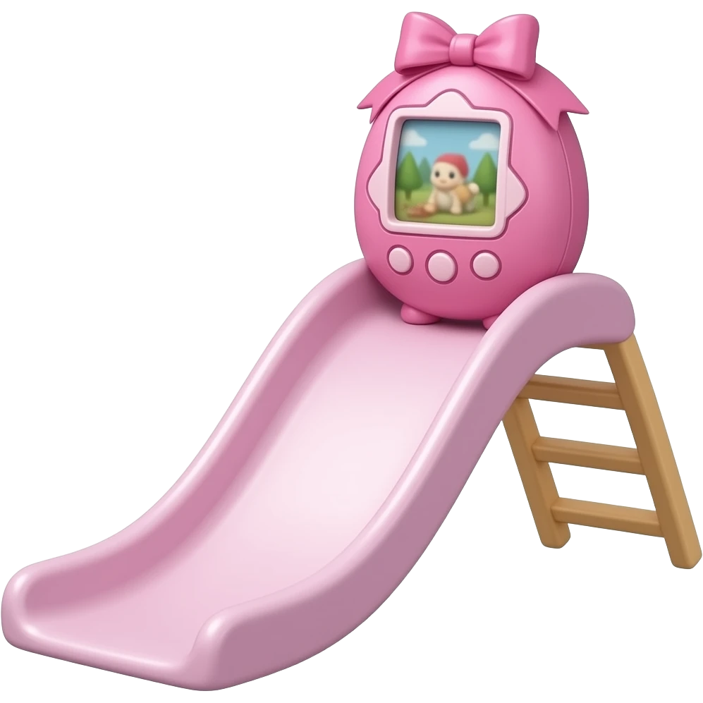 pink tamgotchi that ELI´S slide with bows emoji