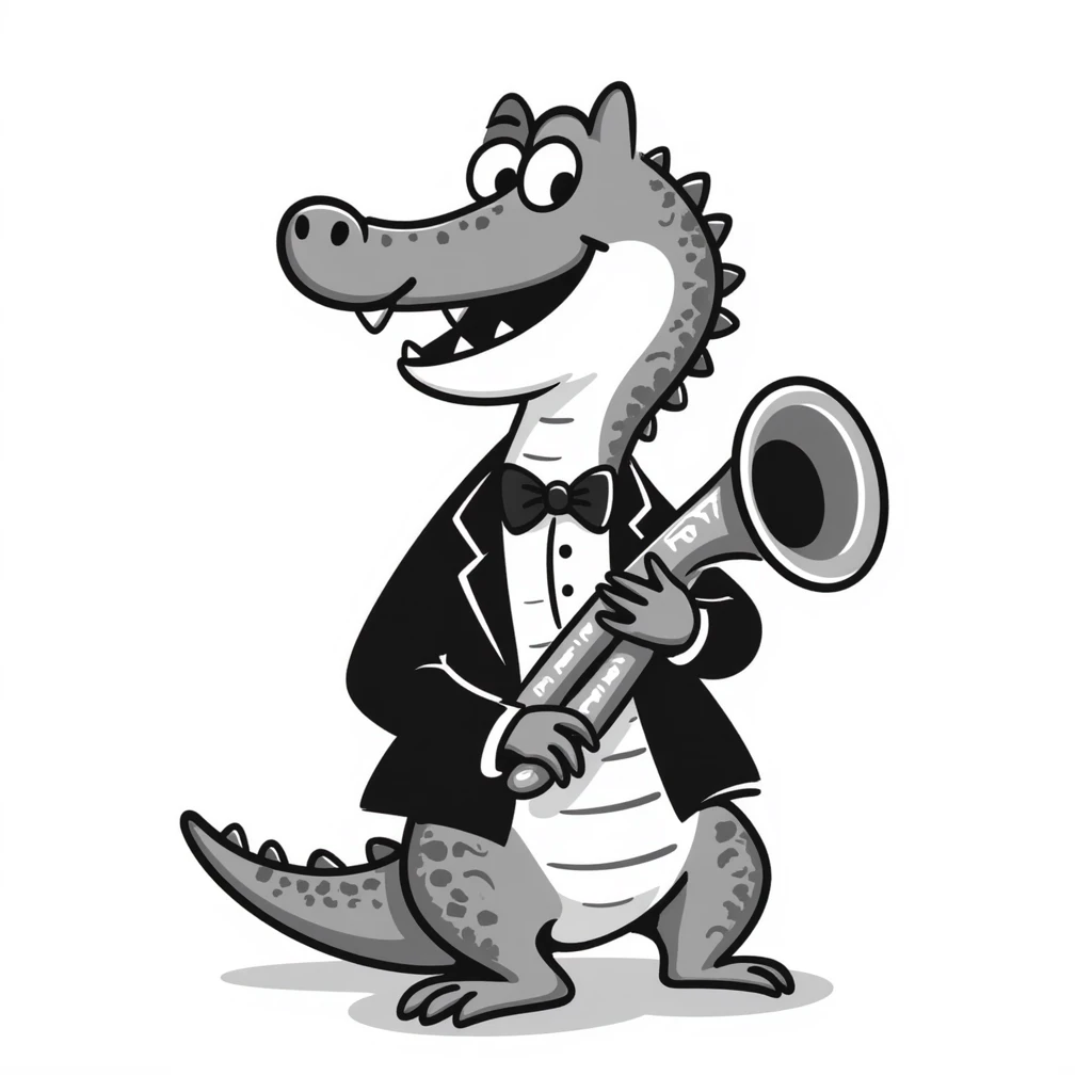 crocodile playing a bombardino euphonium emoji
