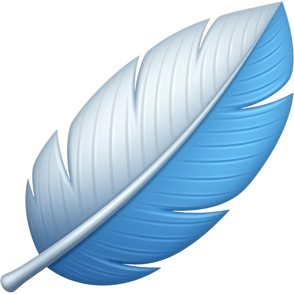 White and blue feather emoji