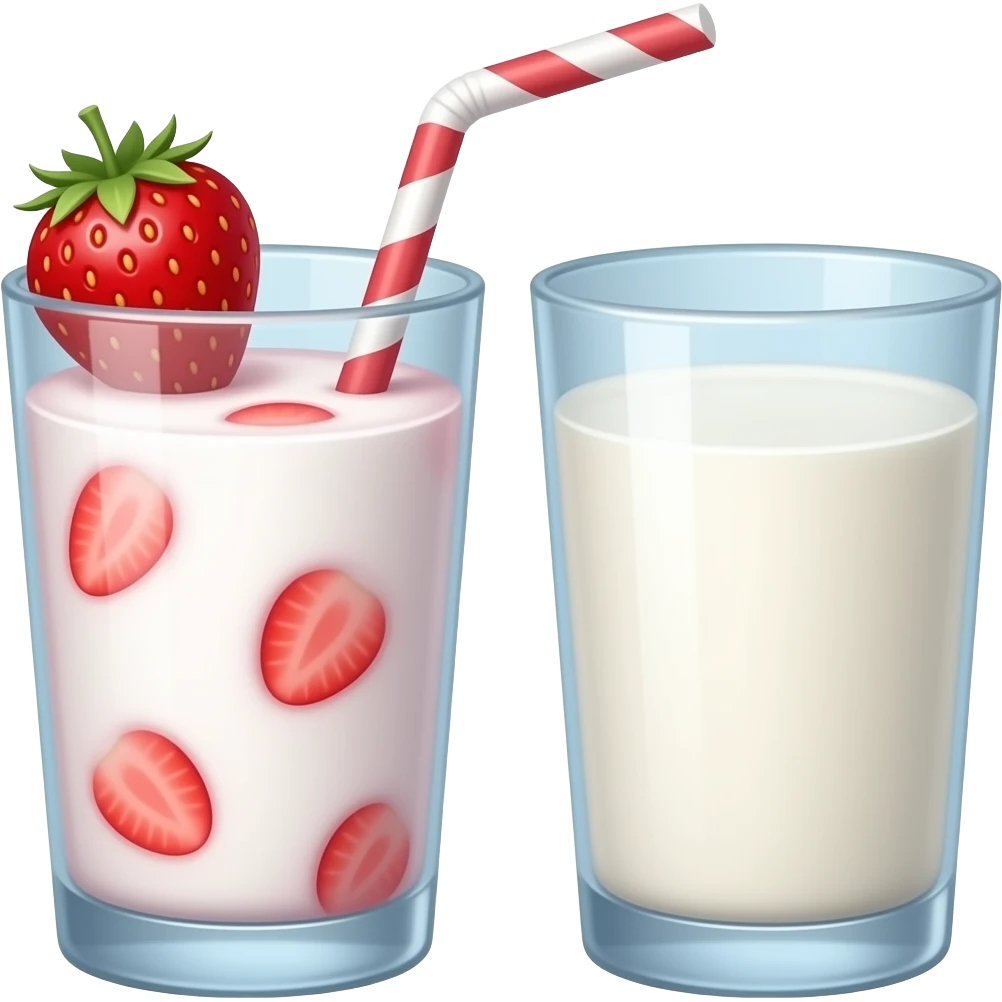 strawberry milk drink emoji, glass of milk, soft pink swirl, cute icon style emoji