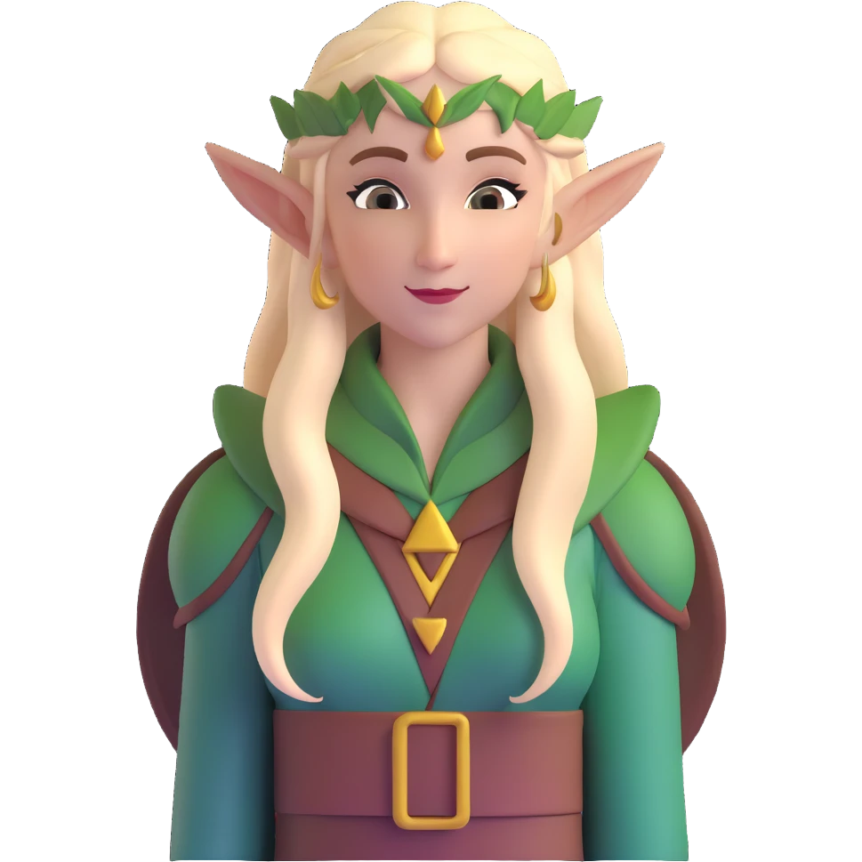 female elf with long hair and pointed ears emoji