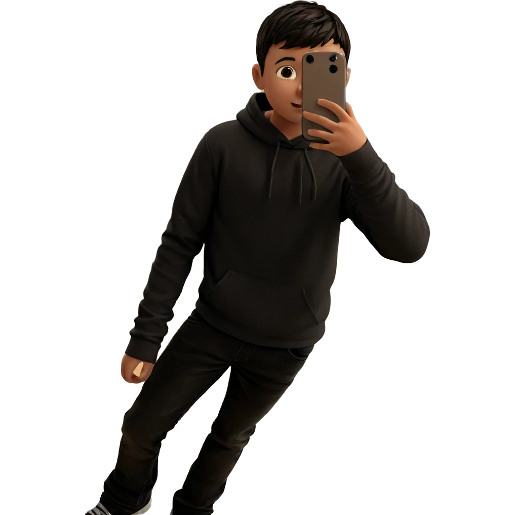 boy taking selfie indoors emoji