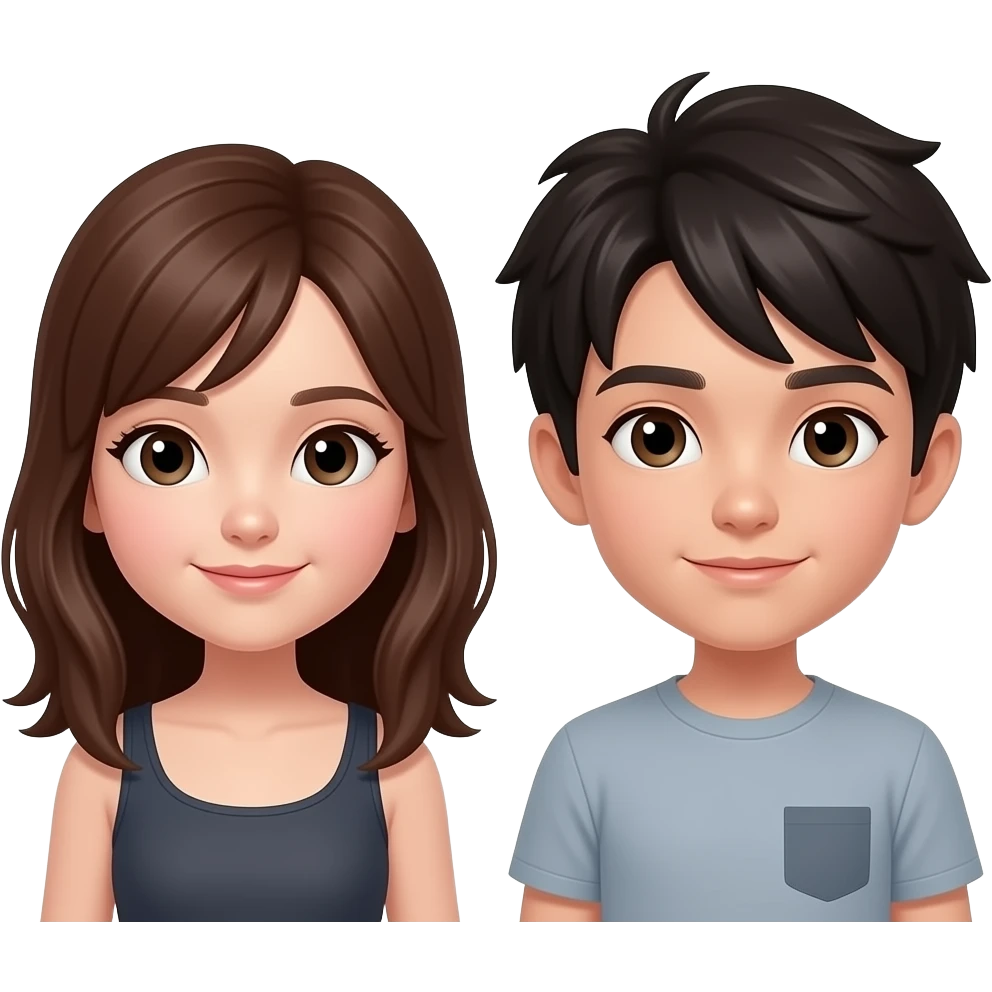 One girl with brown hair, one girl with black hair, and 1 boy with dark brown hair emoji
