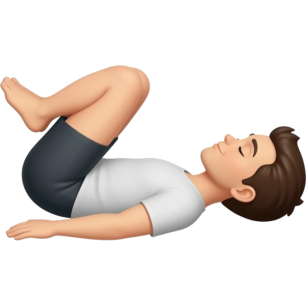 knees up 45 degree, lying on back. from side emoji