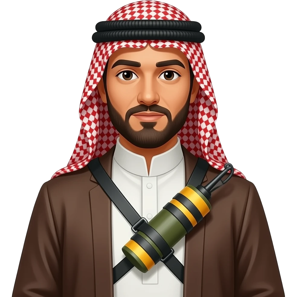 A man in Muslim robe with an improvised explosive device strapped to chest emoji
