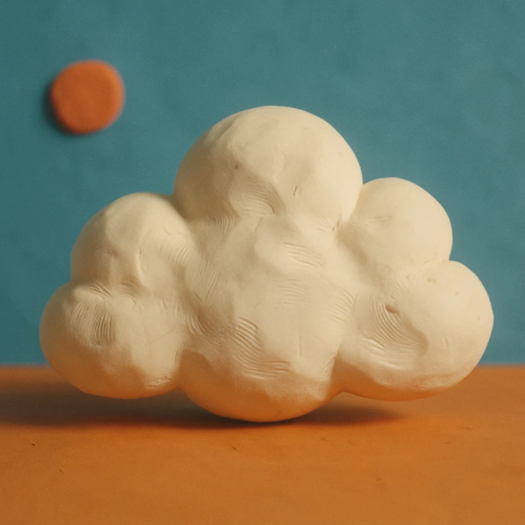 a fluffy white cloud, claymation style emoji