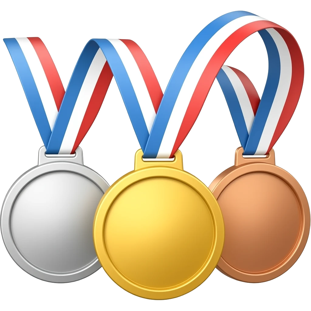 ouro, prata e bronze em perspectiva emoji