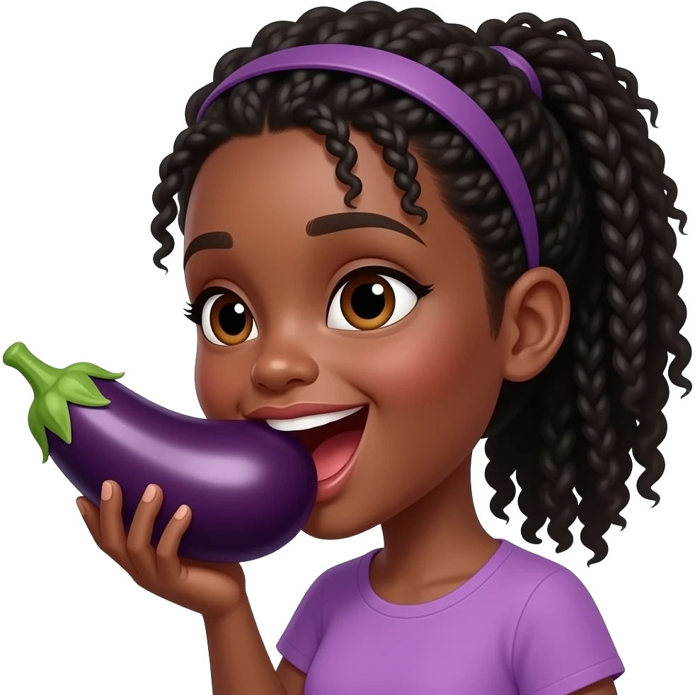 Black Girl Sucking eggplant emoji