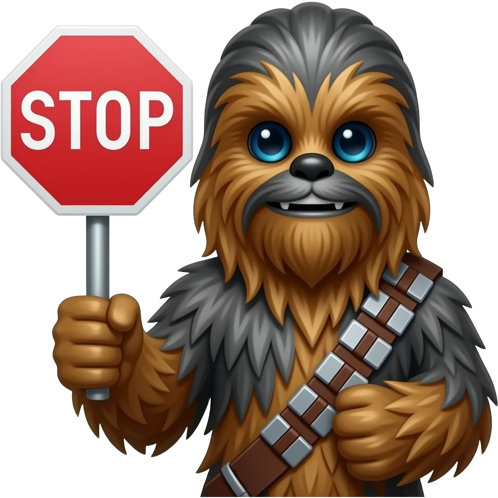chewbacca holding a stop sign emoji