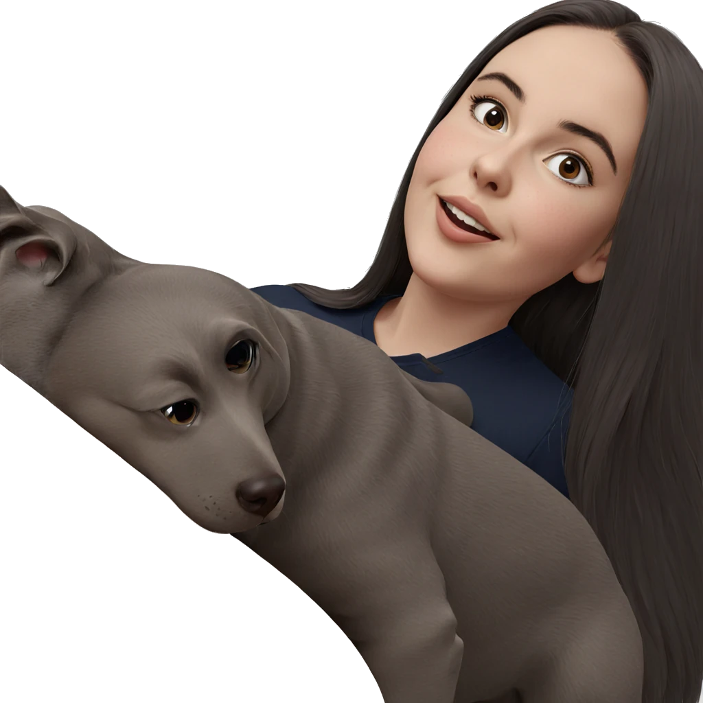 girl with dog in view emoji