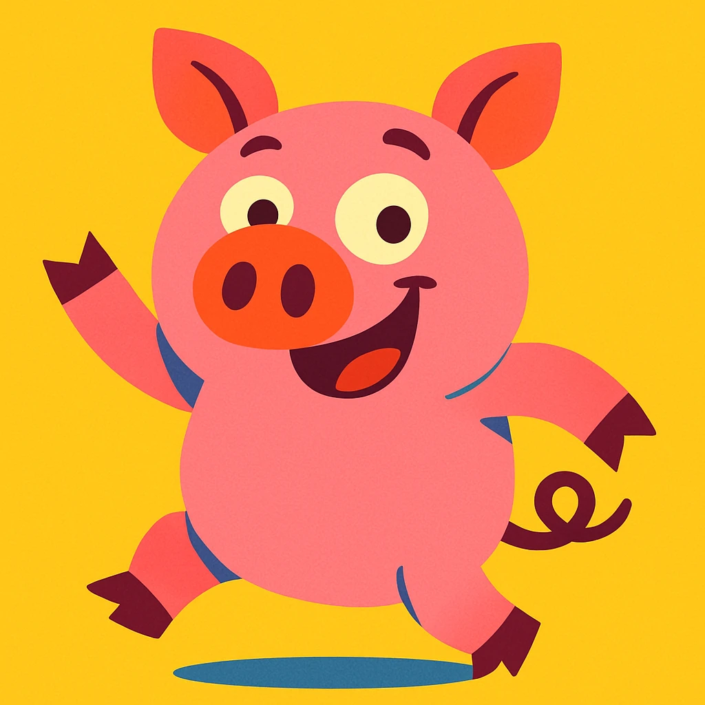 funny piggy, cartoon style, bright colors emoji