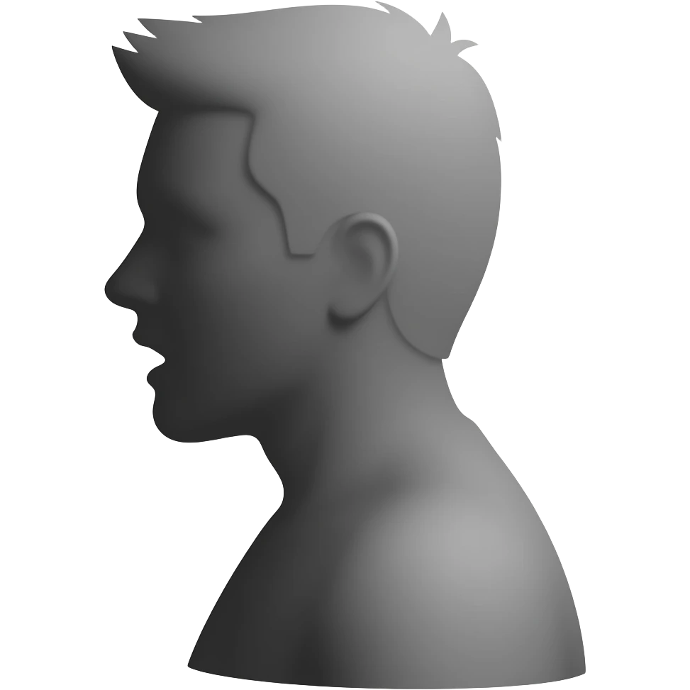 haz la silueta de una persona de lado (tipo sombra) que le salga lineas  de la boca como si estuviera hablando emoji