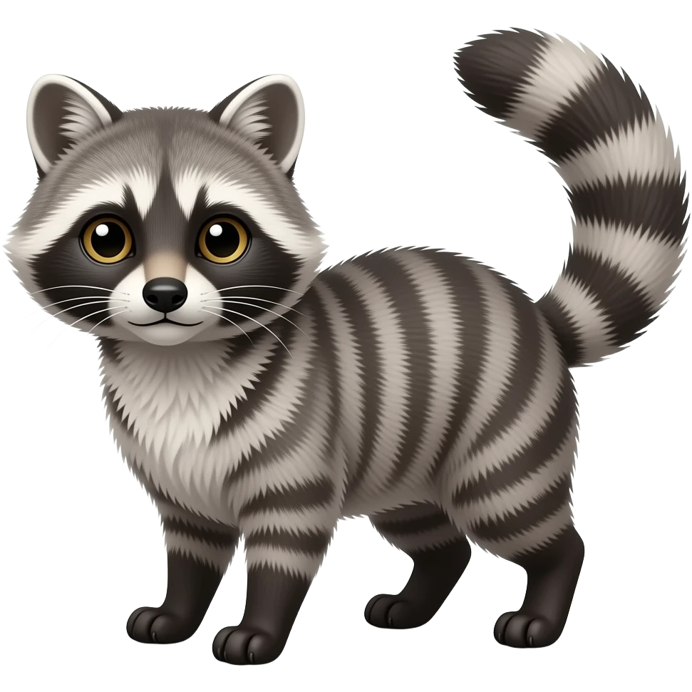 Cute realistic grey Ring-tailed cat-Cacomistle-raccoon-tanuki-feline-animal-hybrid emoji