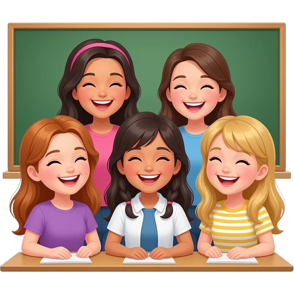 Make 5 girls enjoying in school emoji