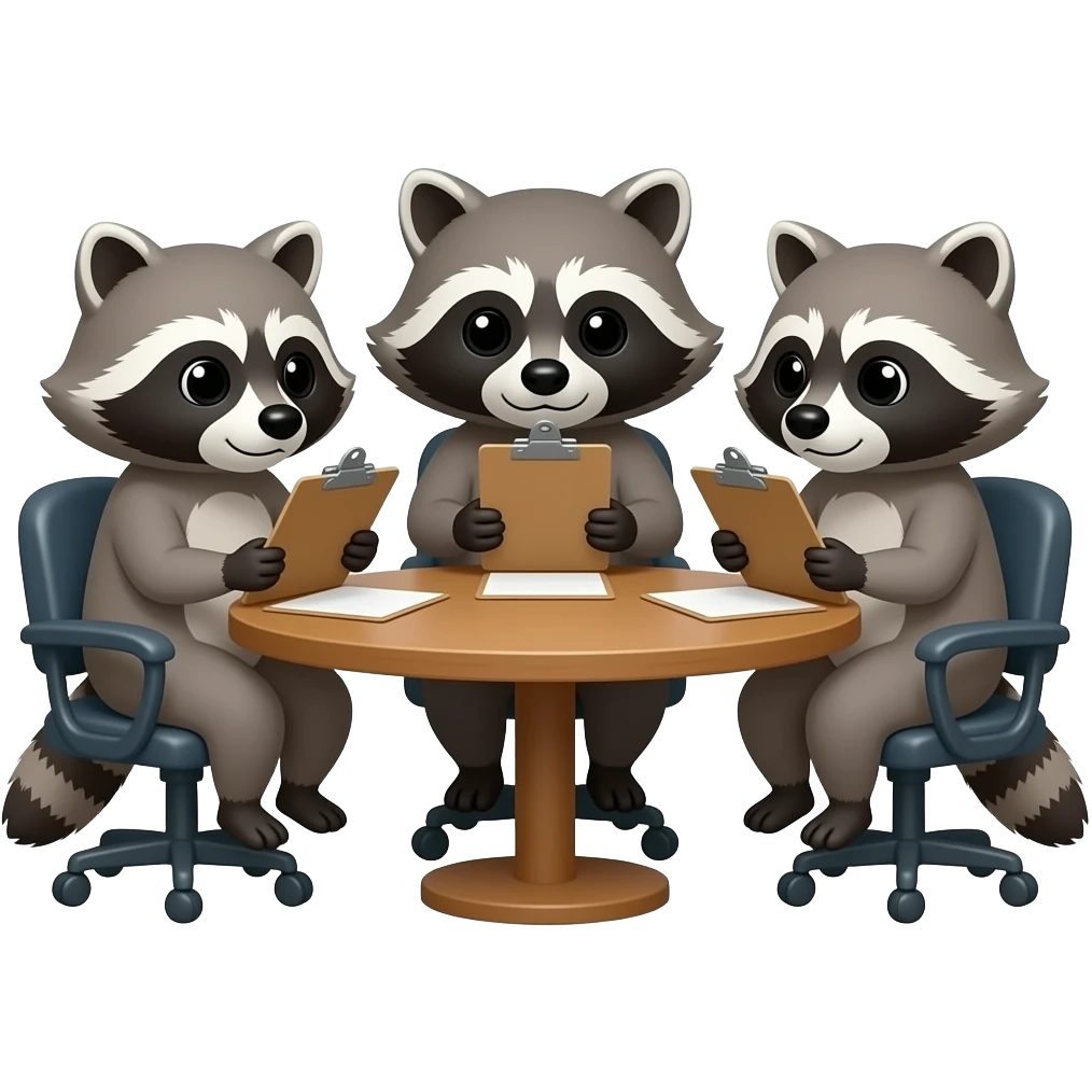 3 Raccoons in a meeting emoji