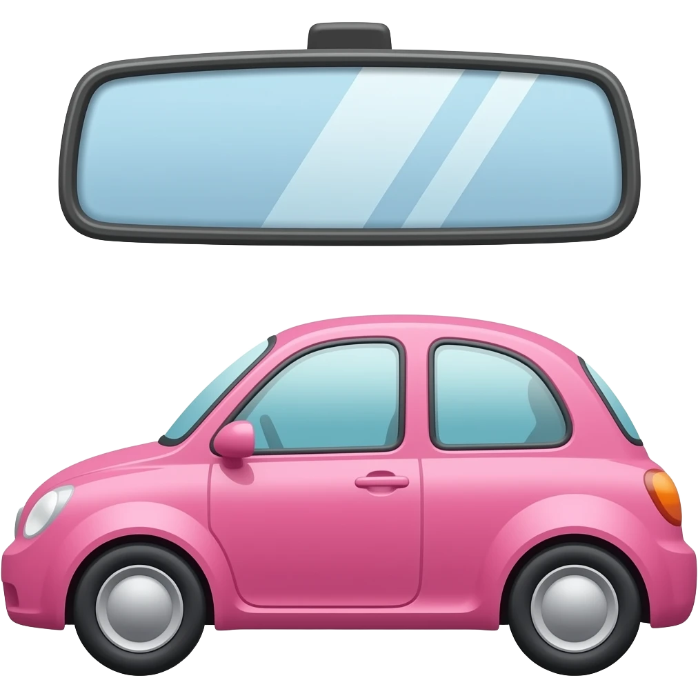 rearview mirror in pink car emoji