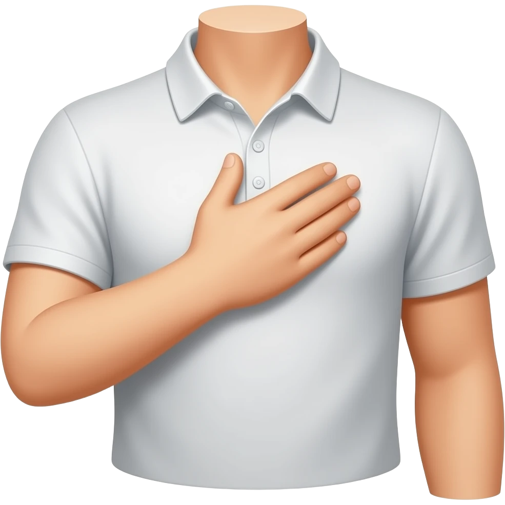 Right hand in left chest emoji