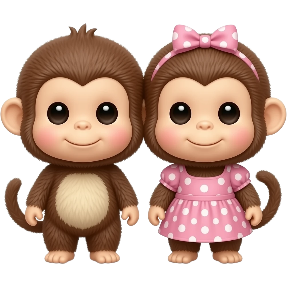 두 베이비 몬치치(monchhchi-not a monkey, its a doll) 커플 이모지를 만들어줘 emoji