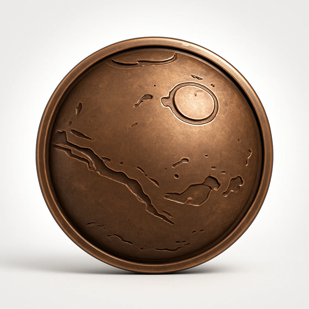 rose gold Mars, simple icon, metallic texture, no text emoji