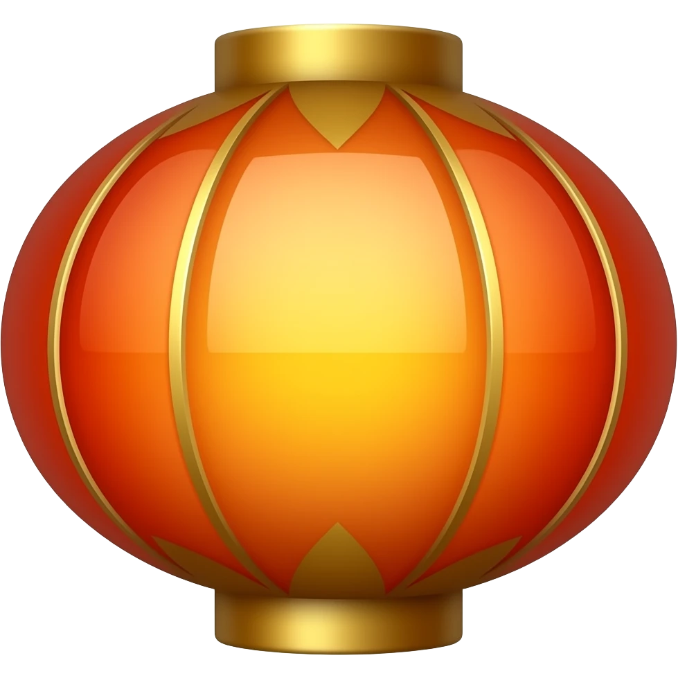Golden, Orange, bronze, reddish Chinese lantern emoji