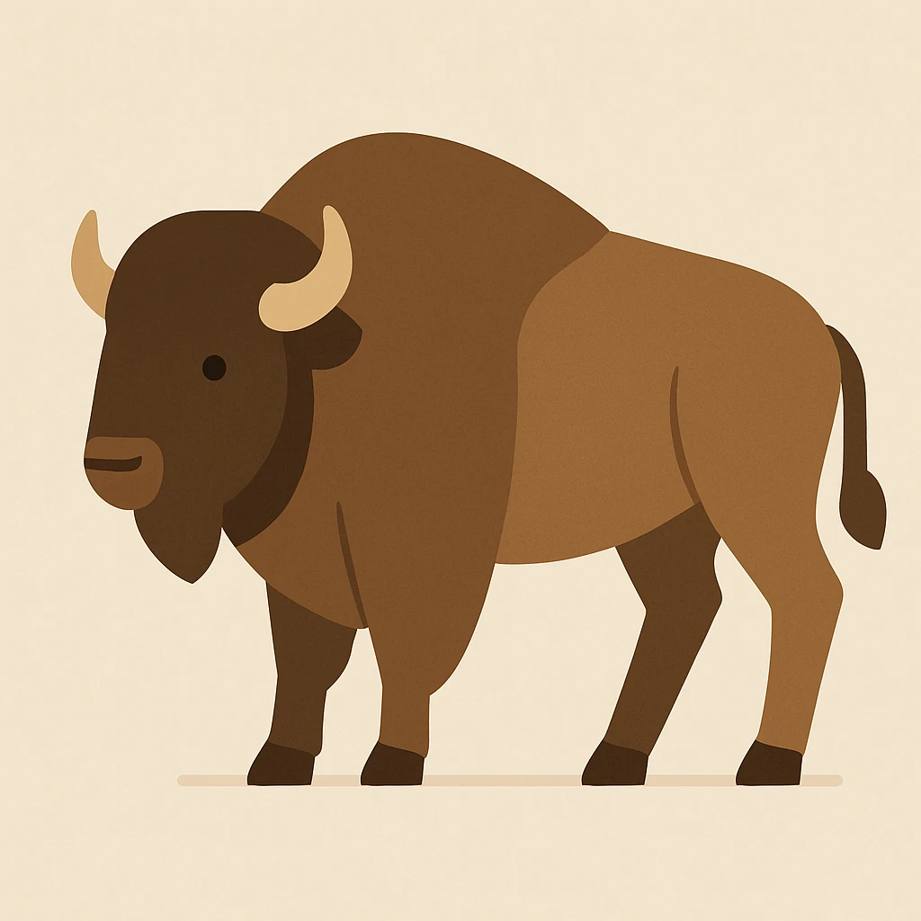 Flat design style bison emoji