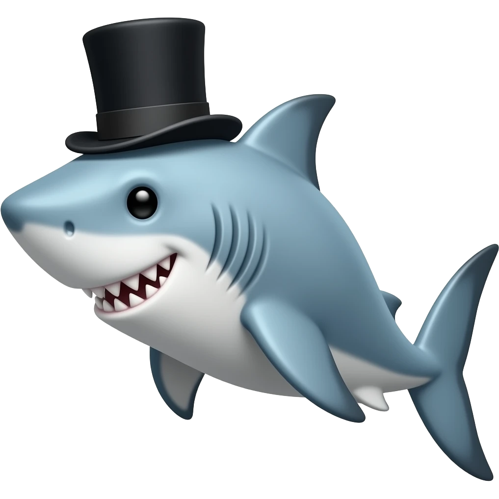 Shark with a top hat emoji
