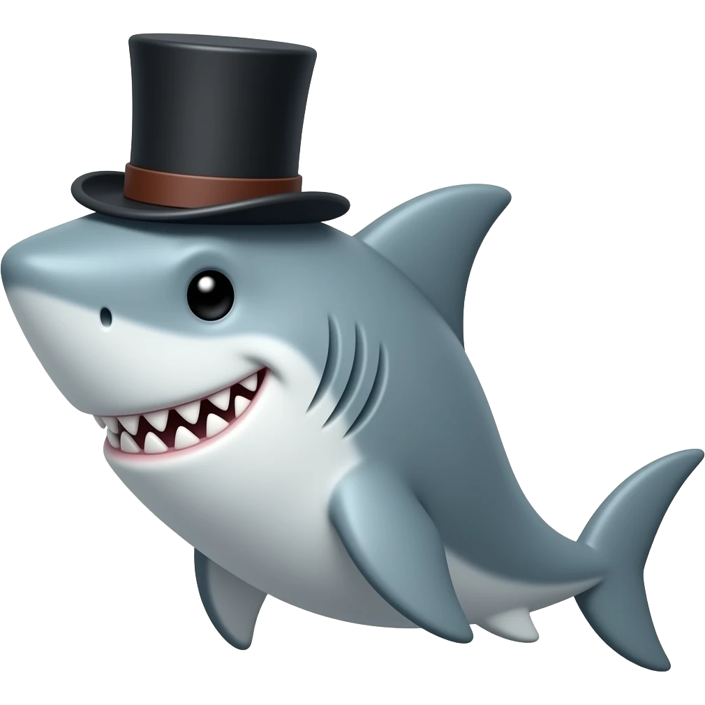 Shark with a top hat emoji
