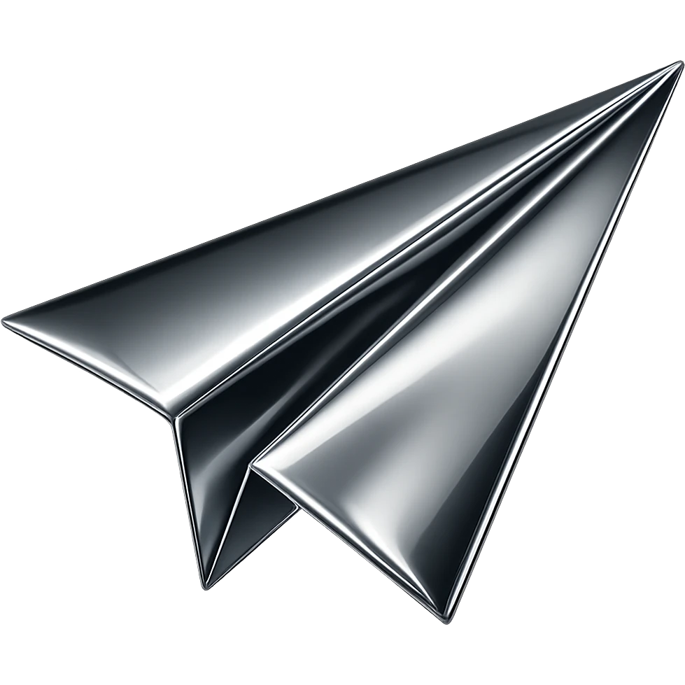 paper airplane in chrome style colorful emoji