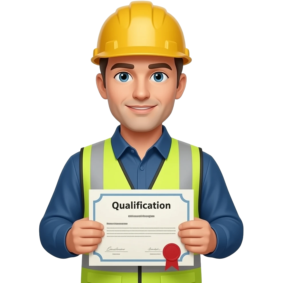 LKW fahrer mit einer gelben warnweste mit qualifikation in der hand emoji