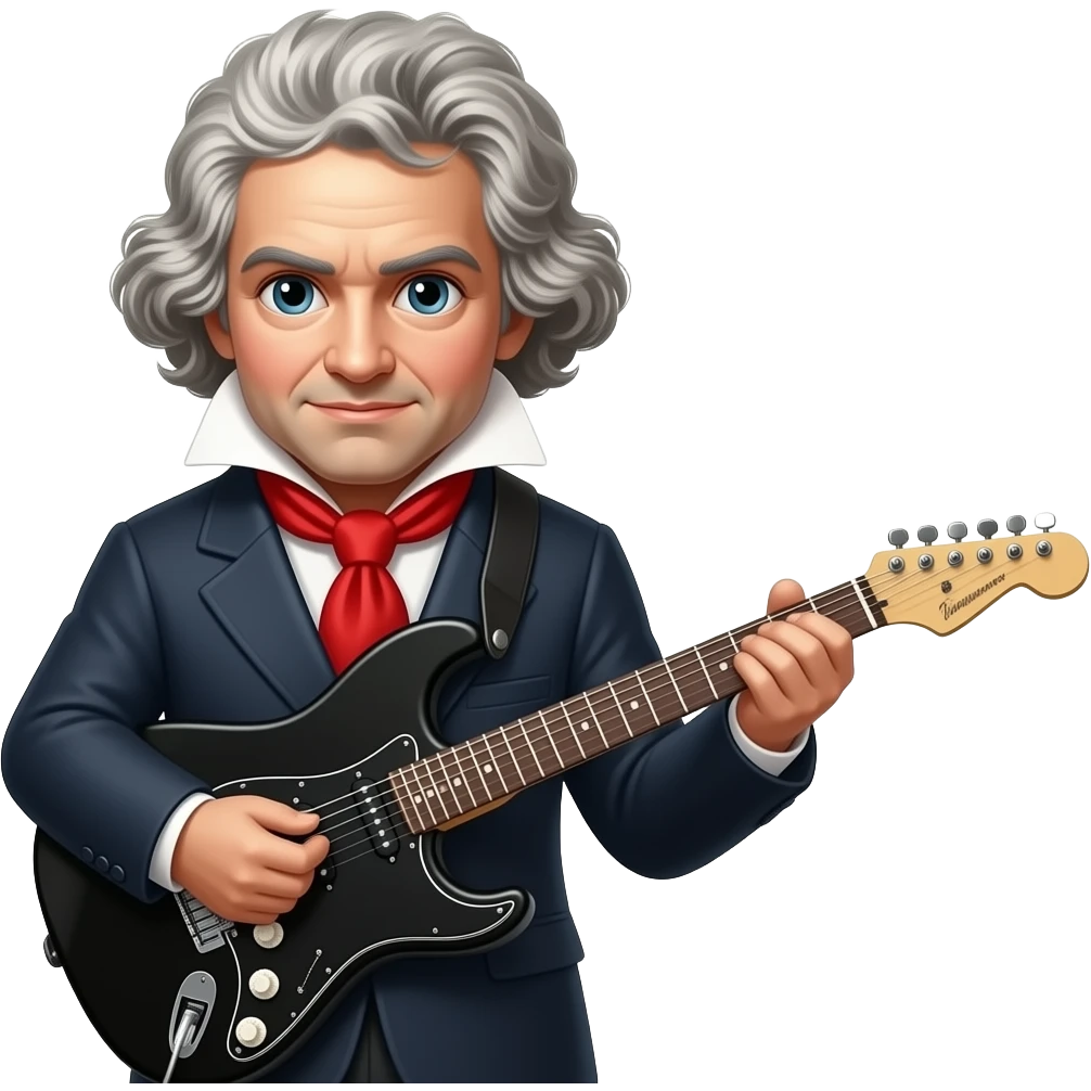 Beethoven with black metal electric guitar emoji