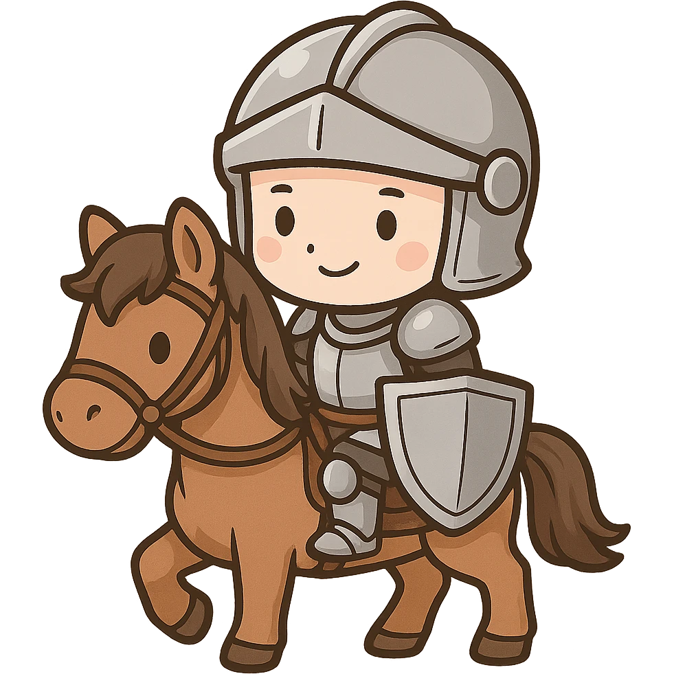 一个穿着铠甲，骑着马的骑士 emoji