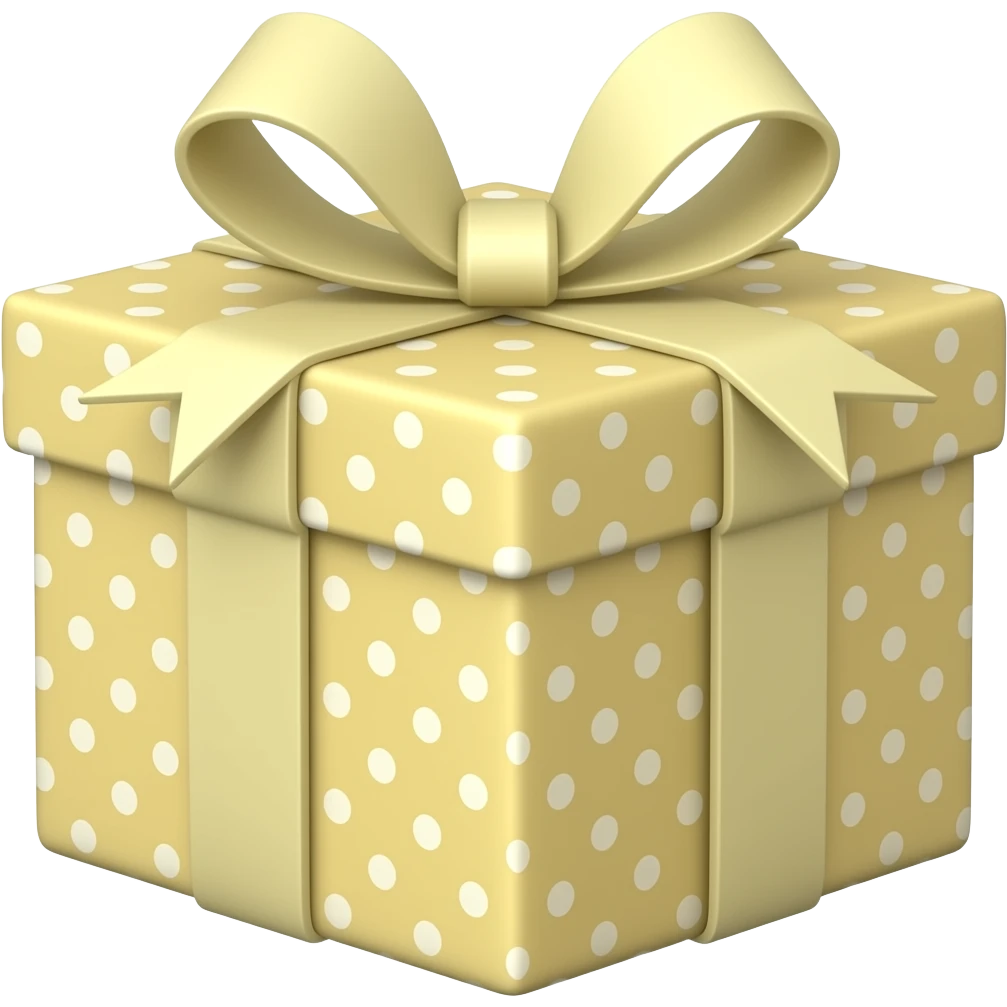 Present in pale yellow spotted wrapping emoji