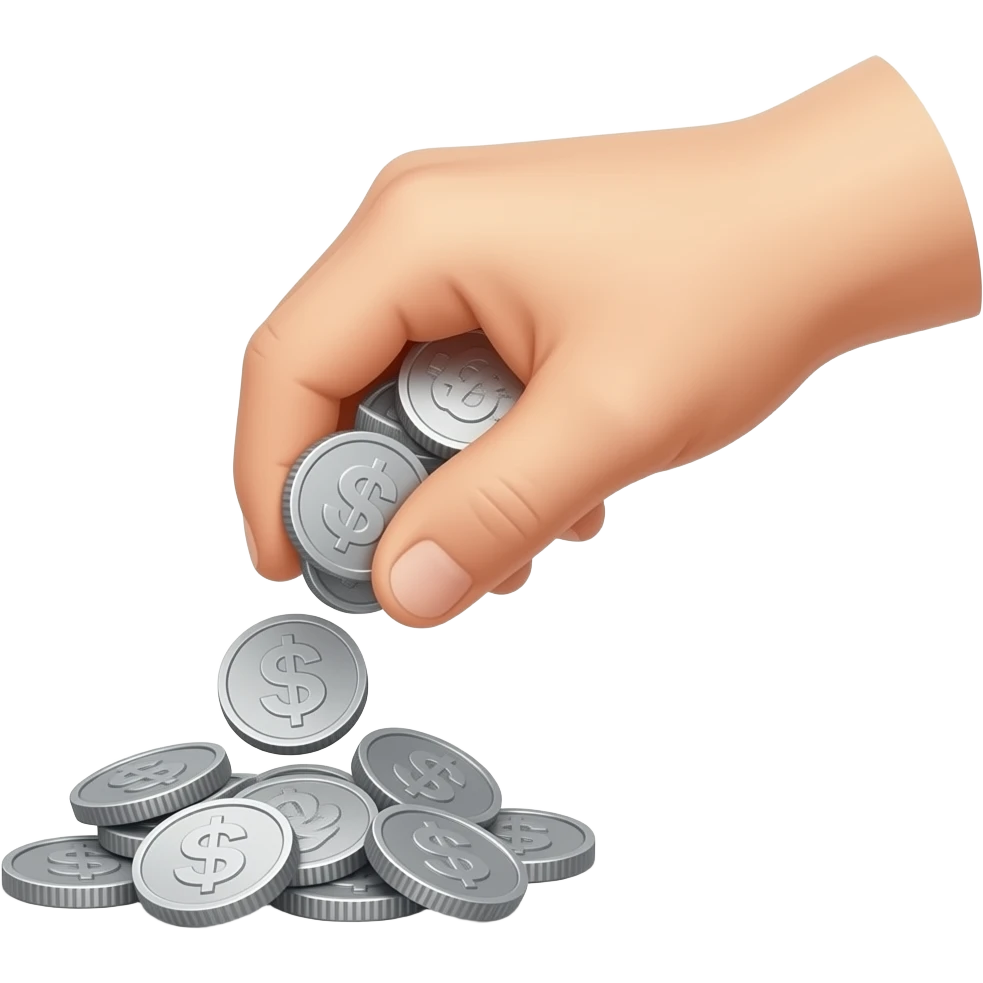 silver coins spilling out of hand emoji