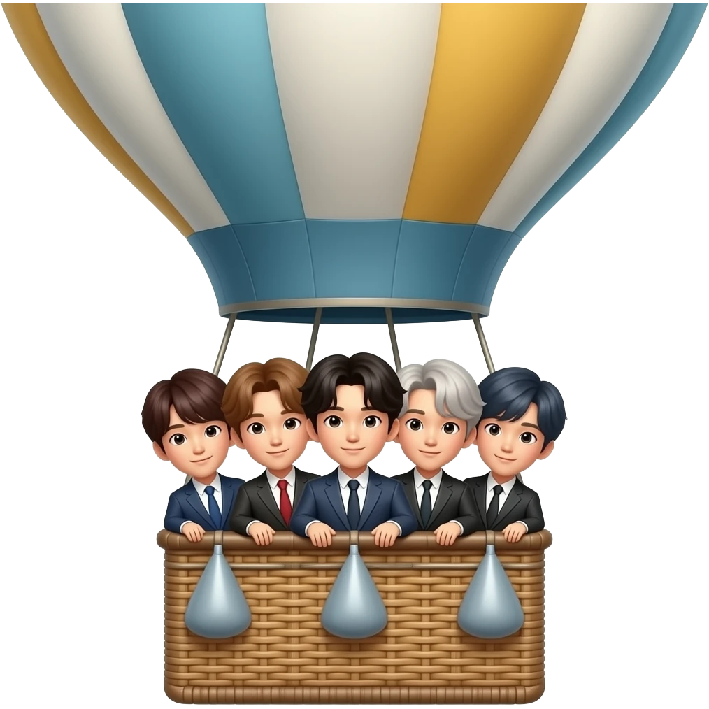 Todos os BTS  num balão de ar quente emoji