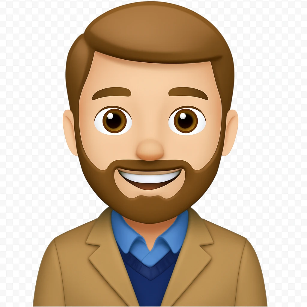turn the second man in emoji style of the 1st image, match the facial features and match dressing style of the 2nd image emoji