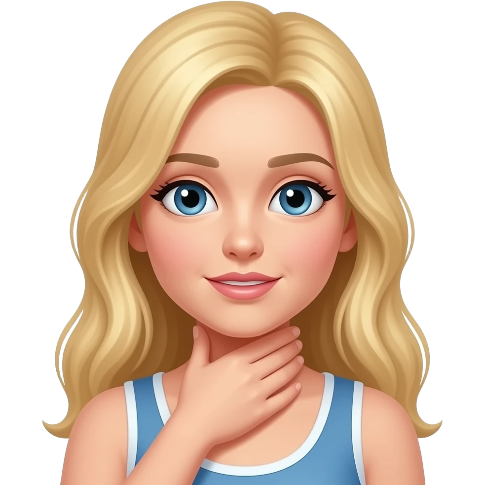 Blonde girl pretending to choke herself emoji