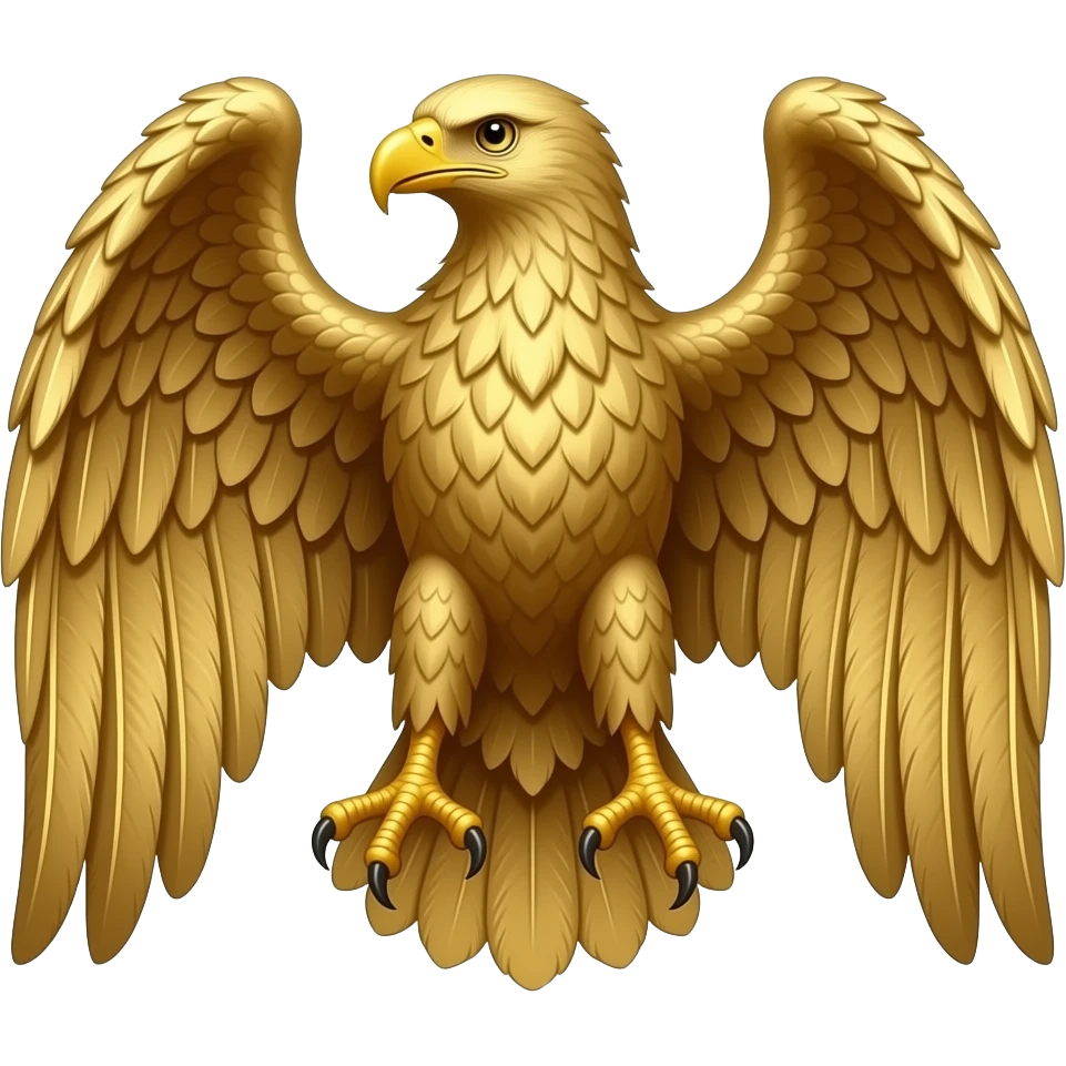 Roman eagle aquila all golden, realistic looking and not cartoony emoji
