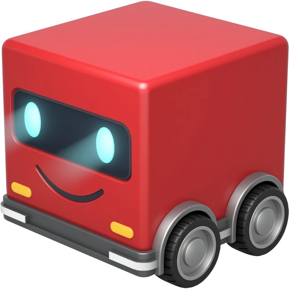 Ai self driving red cube on wheels emoji