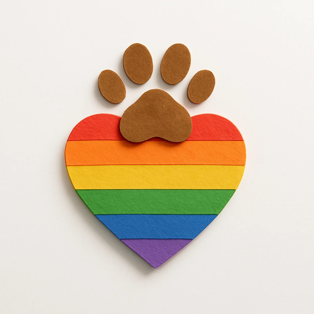 rainbow pride heart with a paw print on top, no text emoji