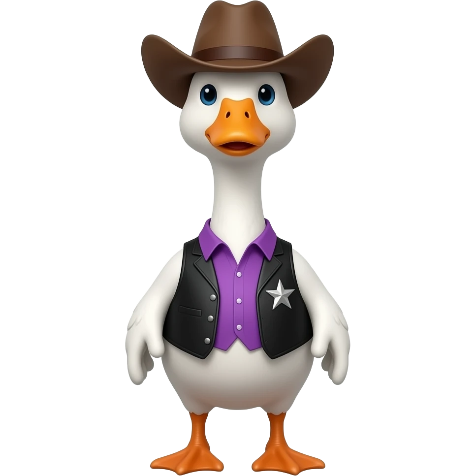 orange, purple goose black vest with a silver star cowboy emoji