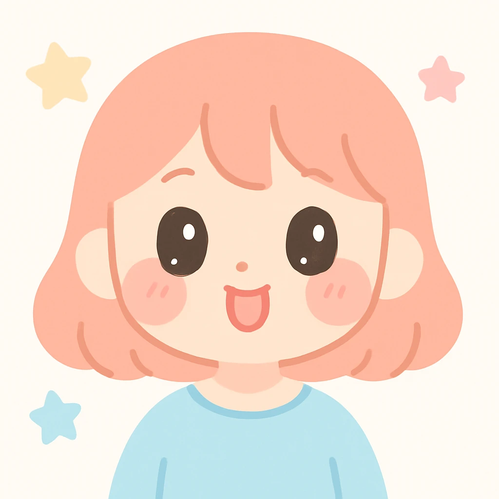 a girl with a cute peachy face, big sparkling eyes, blushing cheeks, playful expression, minimal background emoji
