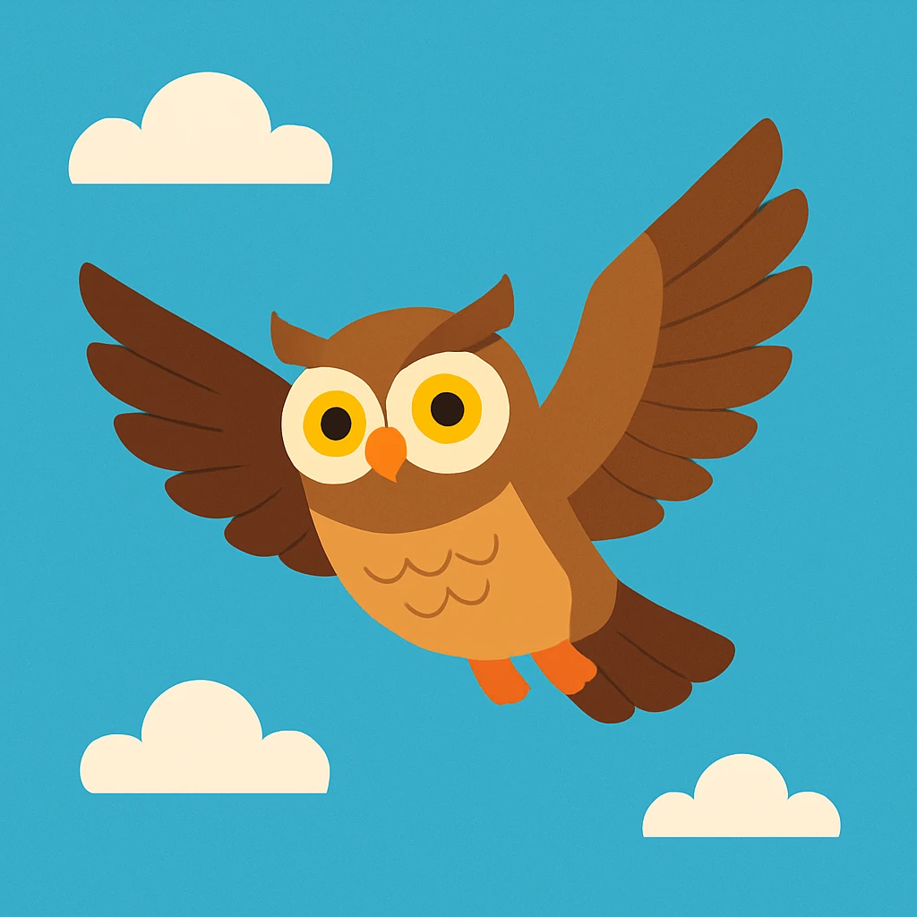 Flat design style owl in the sky emoji