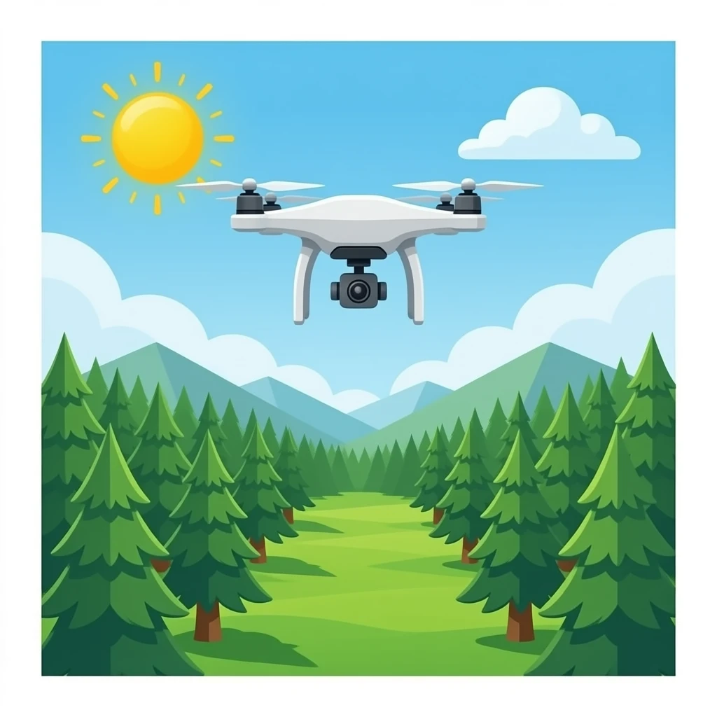 a Flying drone above forest emoji