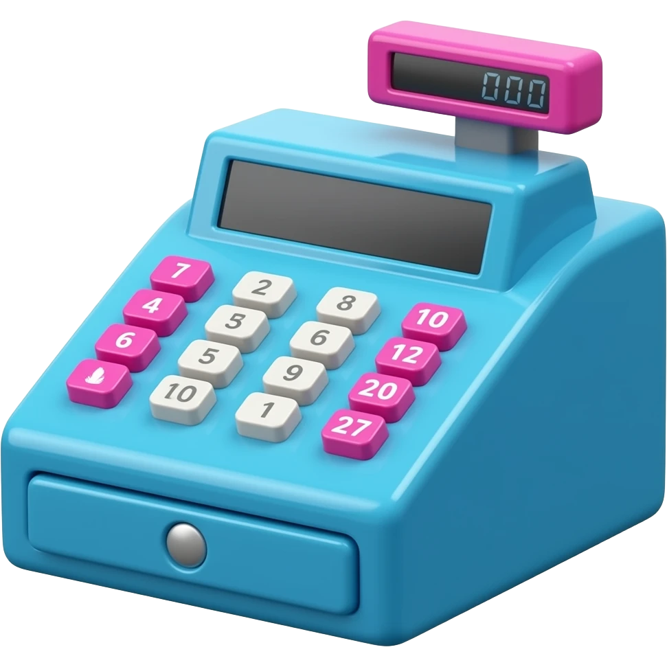 blue Mini mirror cash register inspired by barbie colour pallete emoji