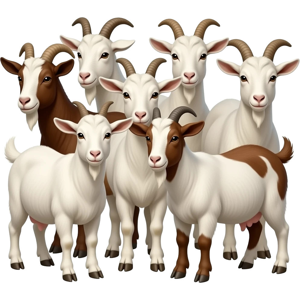 Hazme 8 cabras de tonos blancos y marrones. Tienen que estar las ocho juntas emoji