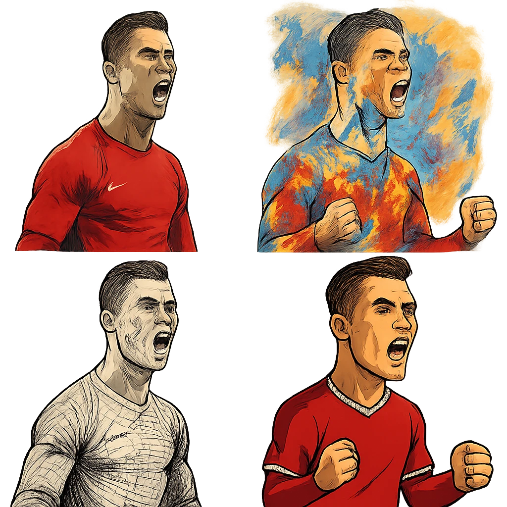 Cristiano Ronaldo football star in various artistic styles, no text emoji