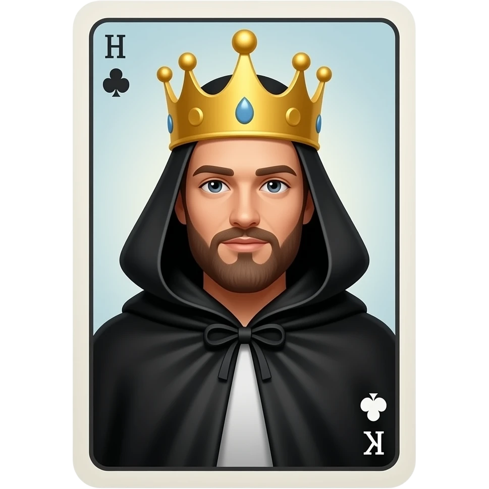 full black  cape King inside Tarot Card emoji