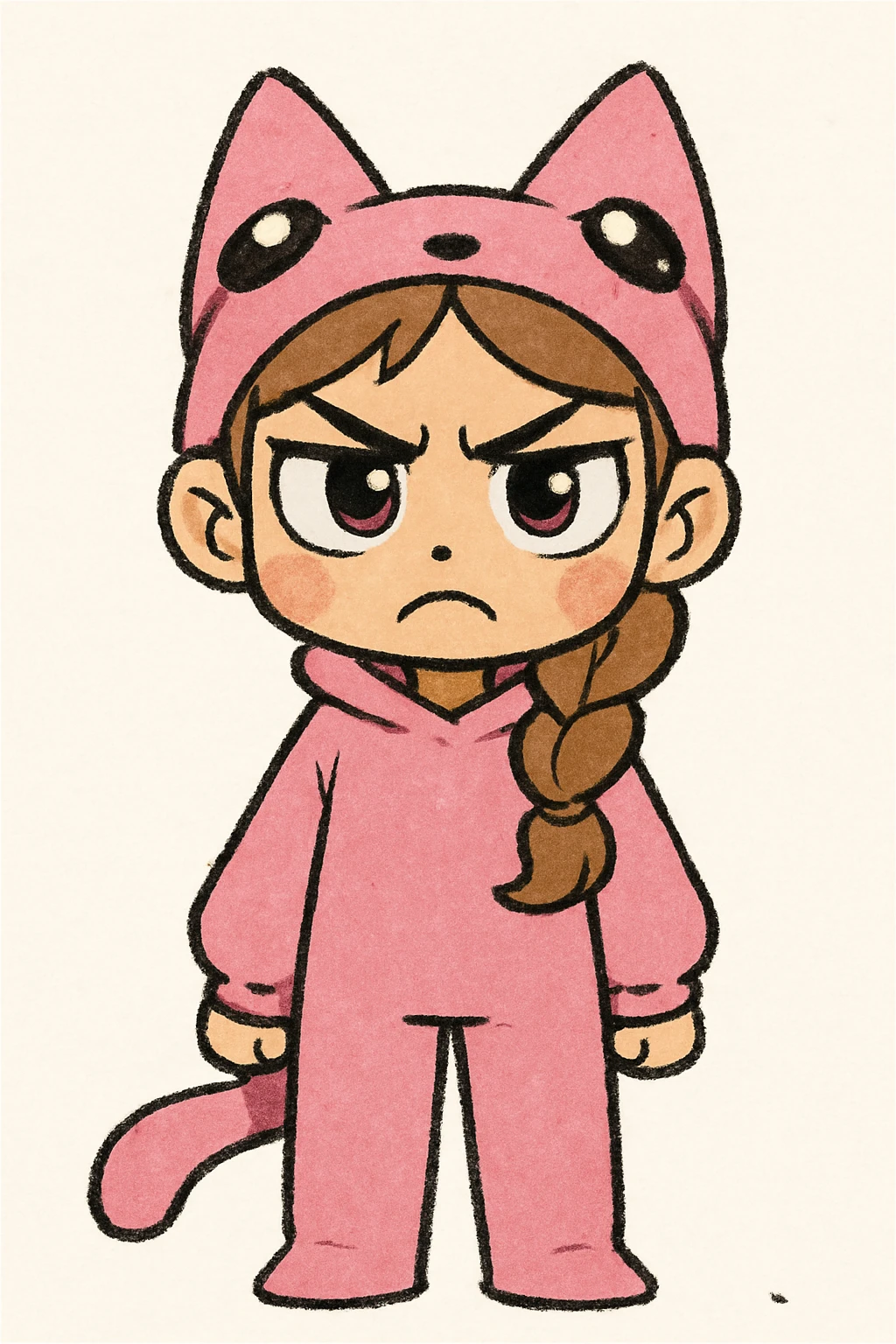 Keep the picture quality and style exactly the same as the reference image. Change the character's expression to angry, maintaining the original style and details. emoji