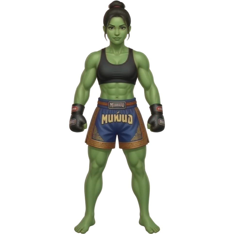 Not green tan female, Muay thai monster More monster not green emoji