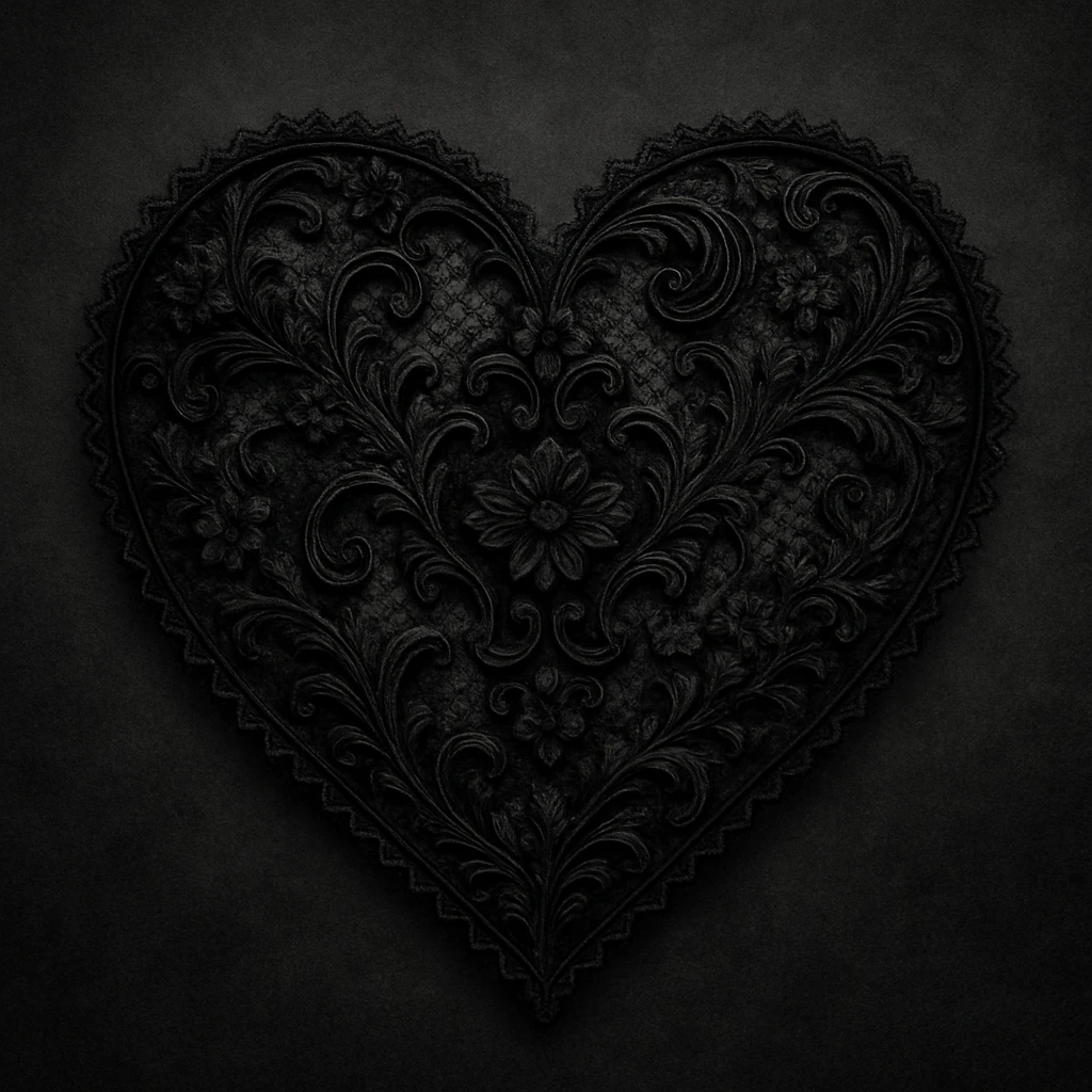 gothic heart with black lace emoji